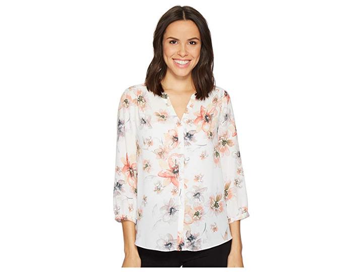 Nydj Blouse W/ Pleated Back (amalfi Floral Sugar) Women's Blouse