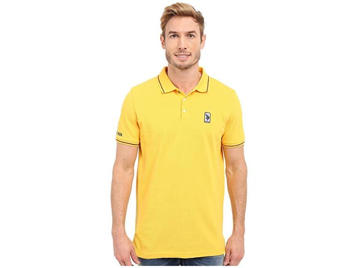 U.s. Polo Assn. Solid Pique Polo Shirt W/ Color Tipped Collar Cuffs (cape Yellow) Men's Short Sleeve Pullover