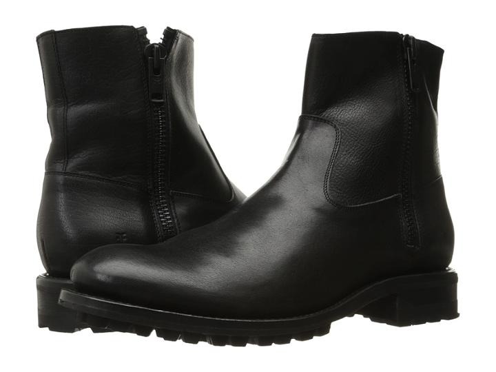 Frye Stanton Outside Zip (black Tumbled Full Grain) Men's Boots
