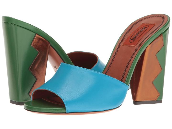 Missoni Zigzag Heeled Slide (turchese) Women's Shoes