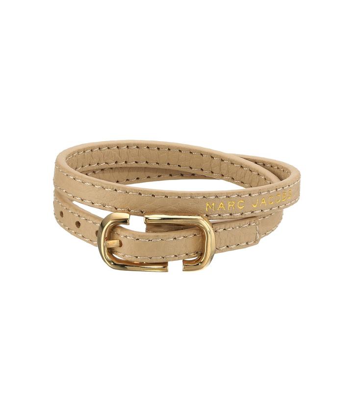 Marc Jacobs Icon Buckle Double Wrap Leather Bracelet (antique Beige) Bracelet