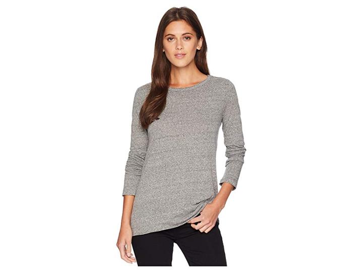 Dylan By True Grit Melange Heather Loose Asymmetrical Crew Long Sleeve Tee (heather) Women's Clothing