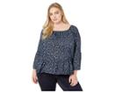 Michael Michael Kors Plus Size Snake Square Wide Sleeve Top (true Navy) Women's Clothing