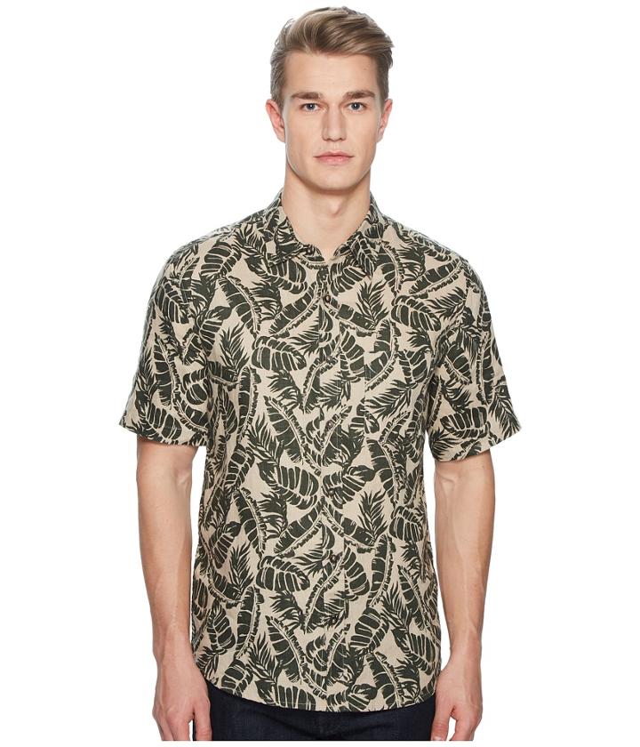 Baldwin Vista Palm Leaf Short Sleeve Shirt (green) Men's Short Sleeve Button Up