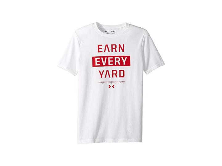 Under Armour Kids Earn Every Yard Short Sleeve Tee (big Kids) (white/red/red) Boy's T Shirt