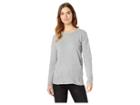 Pink Rose Scoop Neck Drop Shoulder Long Sleeve Sweater W/ Lace-up Sides (light Heather Grey) Women's Sweater