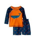 Hatley Kids Tiny Whales Mini Swim Trunks Rashguard Set (infant) (orange) Boy's Swimwear Sets