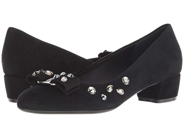 Salvatore Ferragamo Varasw (nero Suede Fresh) Women's 1-2 Inch Heel Shoes