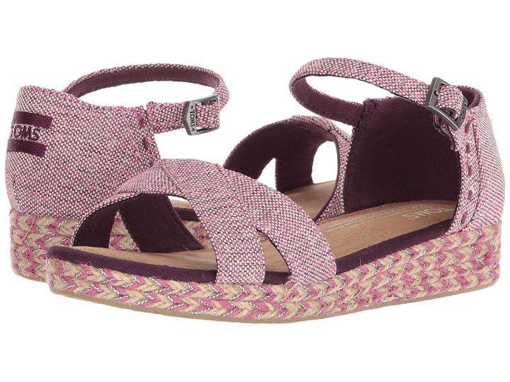 Toms Kids Harper (little Kid/big Kid) (plum Oxford Melange) Girl's Shoes