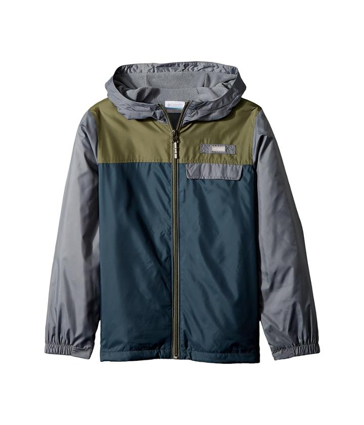 Columbia Kids Mountain Side Lined Windbreaker (little Kids/big Kids) (mystery/cypress/grey Ash) Boy's Coat