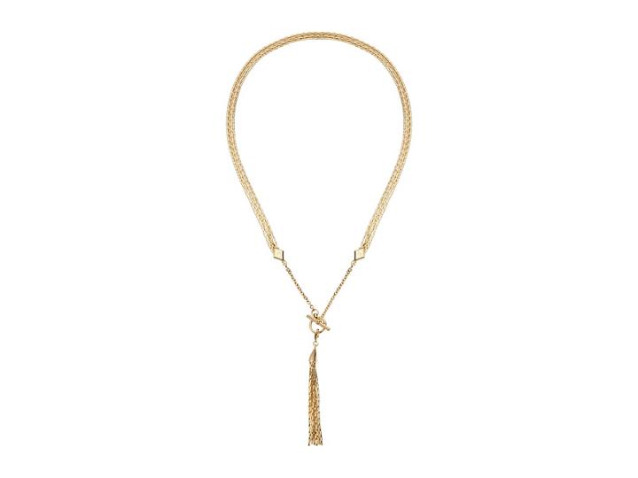 Vera Bradley Tassel Reversible Necklace (gold Tone) Necklace
