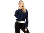 Juicy Couture Luxe Velour Hooded Pullover (royal Navy) Women's Clothing