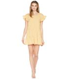 Romeo & Juliet Couture Gingham Tiered Dress (yellow/white) Women's Dress