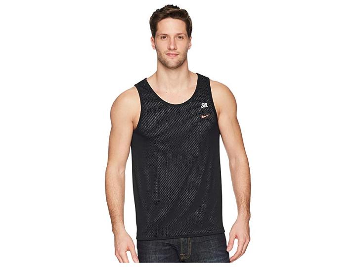 Nike Sb Sb Dry Tank Top Mesh (black/white/solar Red) Men's Sleeveless