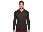 Perry Ellis Three-button Long Sleeve Jacquard Polo (black) Men's Long Sleeve Pullover