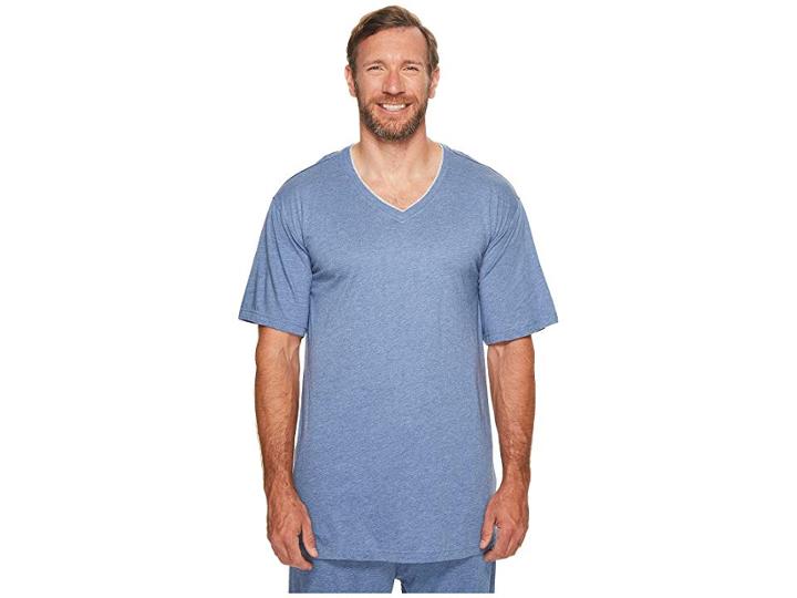 Tommy Bahama Big Tall Cotton Modal V-neck Short Sleeve T-shirt (denim Heather) Men's T Shirt