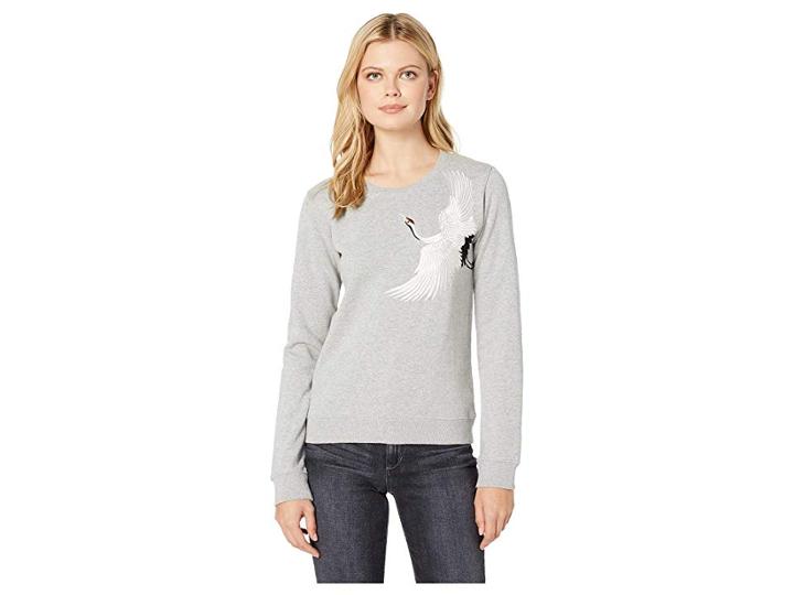 Lucky Brand Embroidered Crane Pullover Sweatshirt (grey Multi) Women's Sweatshirt