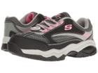 Skechers Work Biscoe (black Action Nubuck/gray/pink Trim) Women's Shoes