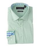 Nick Graham Mini Windowpane Check Stretch Shirt (green) Men's Long Sleeve Button Up