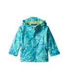 Columbia Kids Fast Curioustm Rain Jacket (toddler) (geyser Wave Print/jade Lime) Girl's Jacket