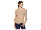 Three Dots Brushed Sweater 3/4 Sleeve British Tee (camel) Women's Clothing