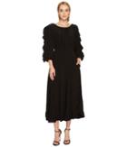 Sonia Rykiel Crepe De Chine Volants Dress (black) Women's Dress