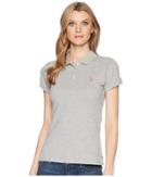 U.s. Polo Assn. Solid Pique Polo Shirt (heather Grey/coral) Women's Clothing