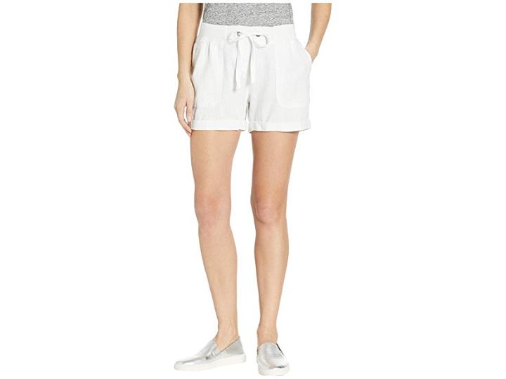 Per Se 5 Rolled Cuff Shorts W/ Knit Waistband (white) Women's Shorts