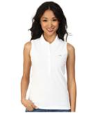 Lacoste Sleeveless Slim Fit Stretch Pique Polo Shirt (white) Women's Sleeveless