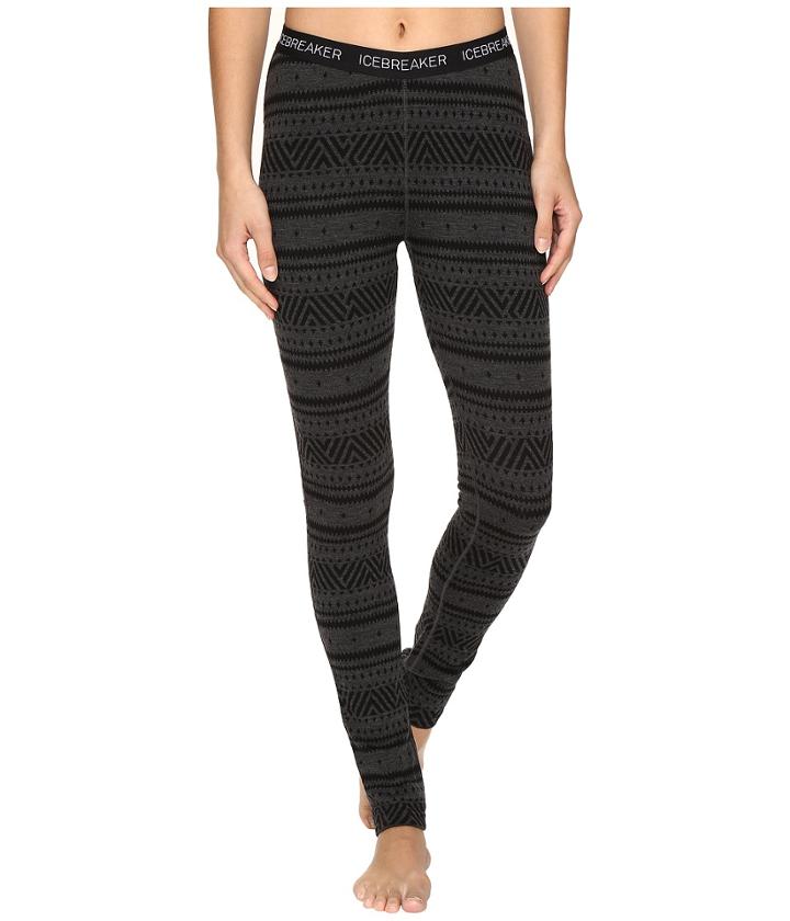 Icebreaker Vertex Leggings Icon Fair Isle (jet Heather/black/black) Women's Casual Pants