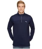 Puma Golf Pwrwrm 1/4 Zip (peacoat/peacoat) Men's Long Sleeve Pullover