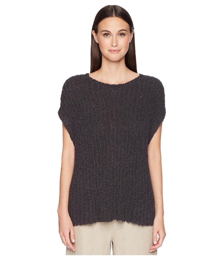 Eileen Fisher Bateau Neck Poncho (graphite) Women's Sweater