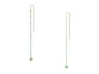 Rebecca Minkoff Long Linear Beaded Threader Earrings With Pow Charm (turquoise/gold) Earring