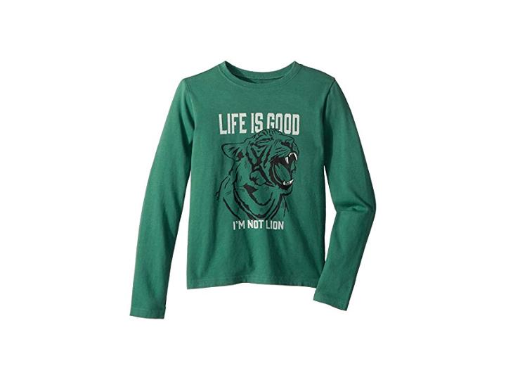 Life Is Good Kids I'm Not Lion Crusher T-shirt Long Sleeve (little Kids/big Kids) (forest Green) Boy's Long Sleeve Pullover