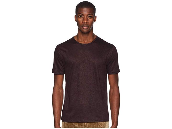 John Varvatos Collection Short Sleeve Linen Crew Neck K2382u3 (merlot) Men's Clothing