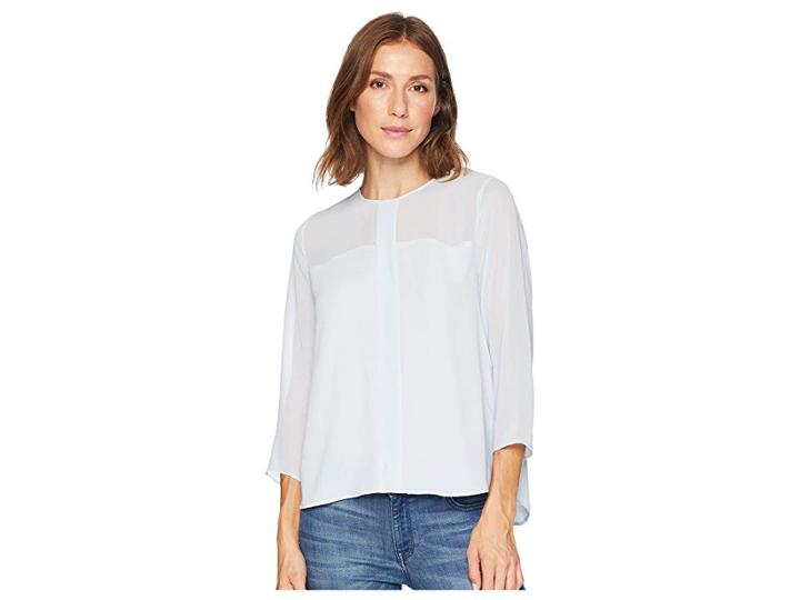 Vince Camuto Long Sleeve Chiffon Yoke/sleeve Soft Texture Blouse (lake Breeze) Women's Blouse