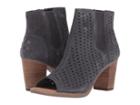 Toms Majorca Peep Toe Bootie (forged Iron Grey Suede Perforated) Women's Toe Open Shoes