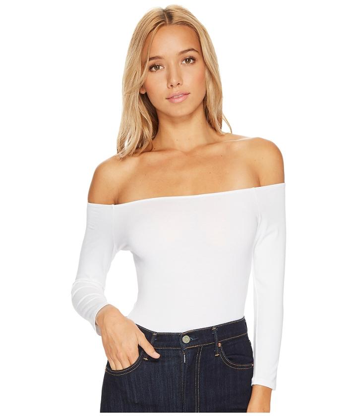 Only Hearts So Fine 3/4 Sleeve Off Shoulder Bodysuit (white) Women's Jumpsuit & Rompers One Piece