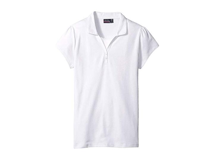 Nautica Kids Girls Plus Short Sleeve Polo With Cami (big Kids) (white) Girl's Short Sleeve Pullover
