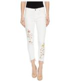 Miss Me Ankle Skinny Jeans W/ Embroidery In White (white) Women's Jeans