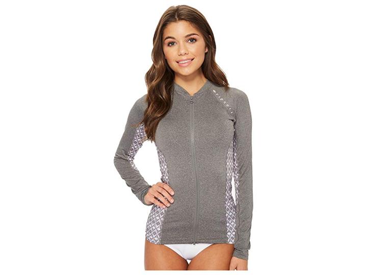 Rip Curl Trestles Long Sleeve Front Zip (charcoal) Women's Swimwear