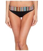 Jantzen Geo Multi Stripe Shirred Waist Bikini Bottom (empress Teal) Women's Swimwear