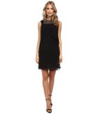 Ivy & Blu Maggy Boutique Sleeveless Solid Draped Shift Dress W/ Mesh (black) Women's Dress