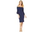 Bebe Off The Shoulder W/ Flowy Sleeve Dress (navy) Women's Dress