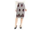 Eci Flocked On Plaid Skirt (burgundy) Women's Skirt