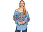 Scully Bara Off The Shoulder Boho Embroidered Top (avalanche Blue) Women's Clothing