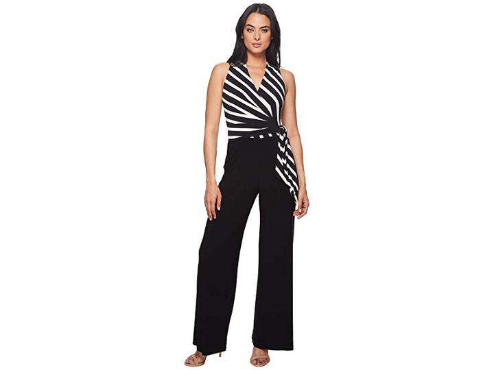 Lauren Ralph Lauren Ritanna Matte Jersey Jumpsuit (black/black/colonial Cream) Women's Jumpsuit & Rompers One Piece