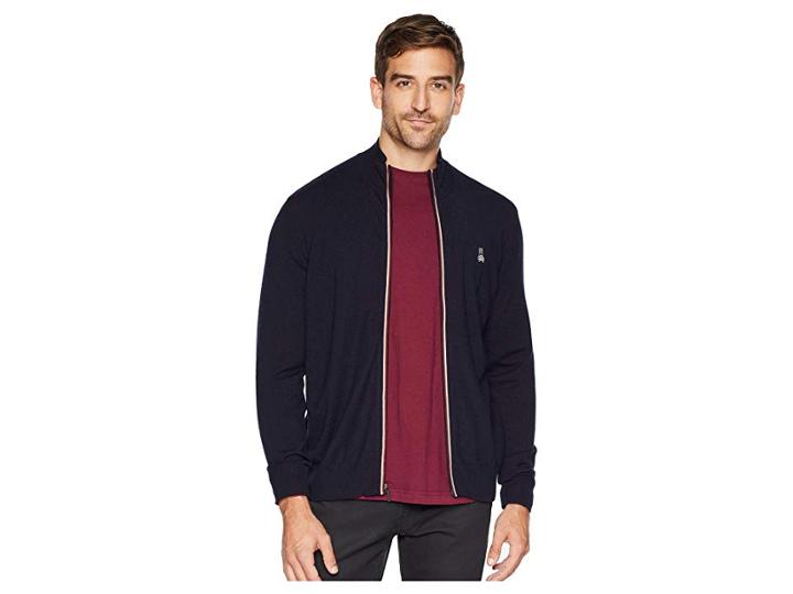 Psycho Bunny Full Zip Wool Sweater (navy) Men's Sweater