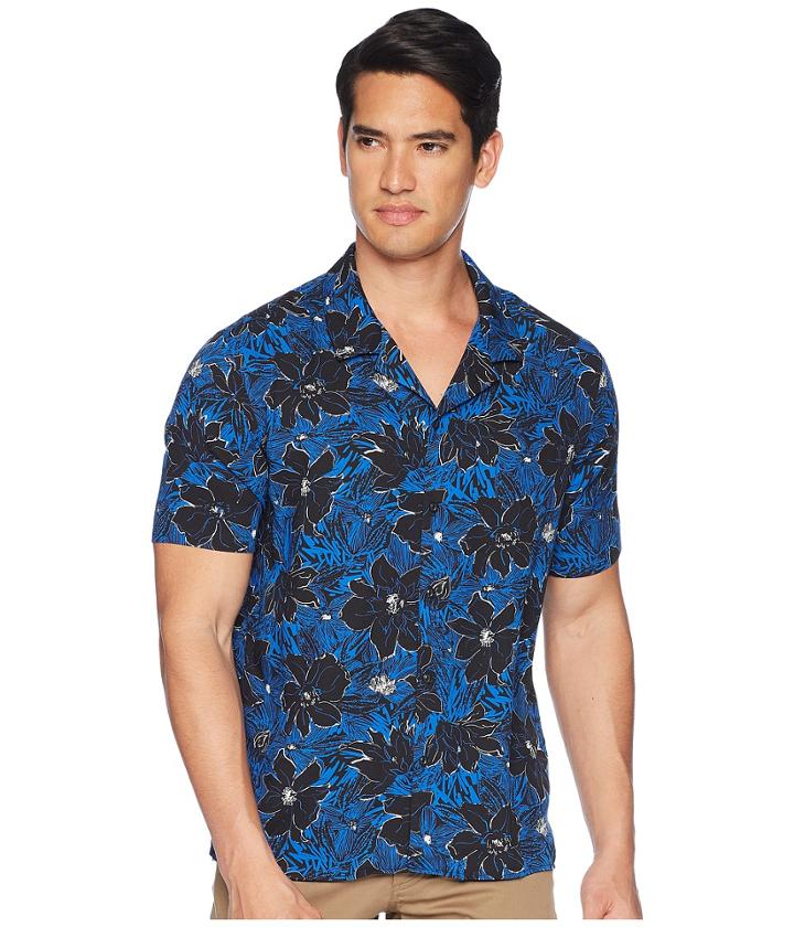 The Kooples Exotic Flower Print Shirt (blue) Men's Clothing