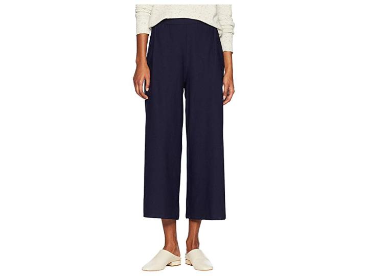 Eileen Fisher Lightweight Washable Stretch Crepe Wide Ankle Pants (midnight) Women's Casual Pants
